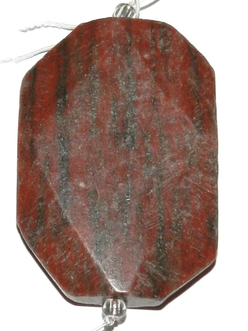 P2478 Red Sesame Jasper 50mm Flat Faceted Freeform Octagon Gemstone Pendant